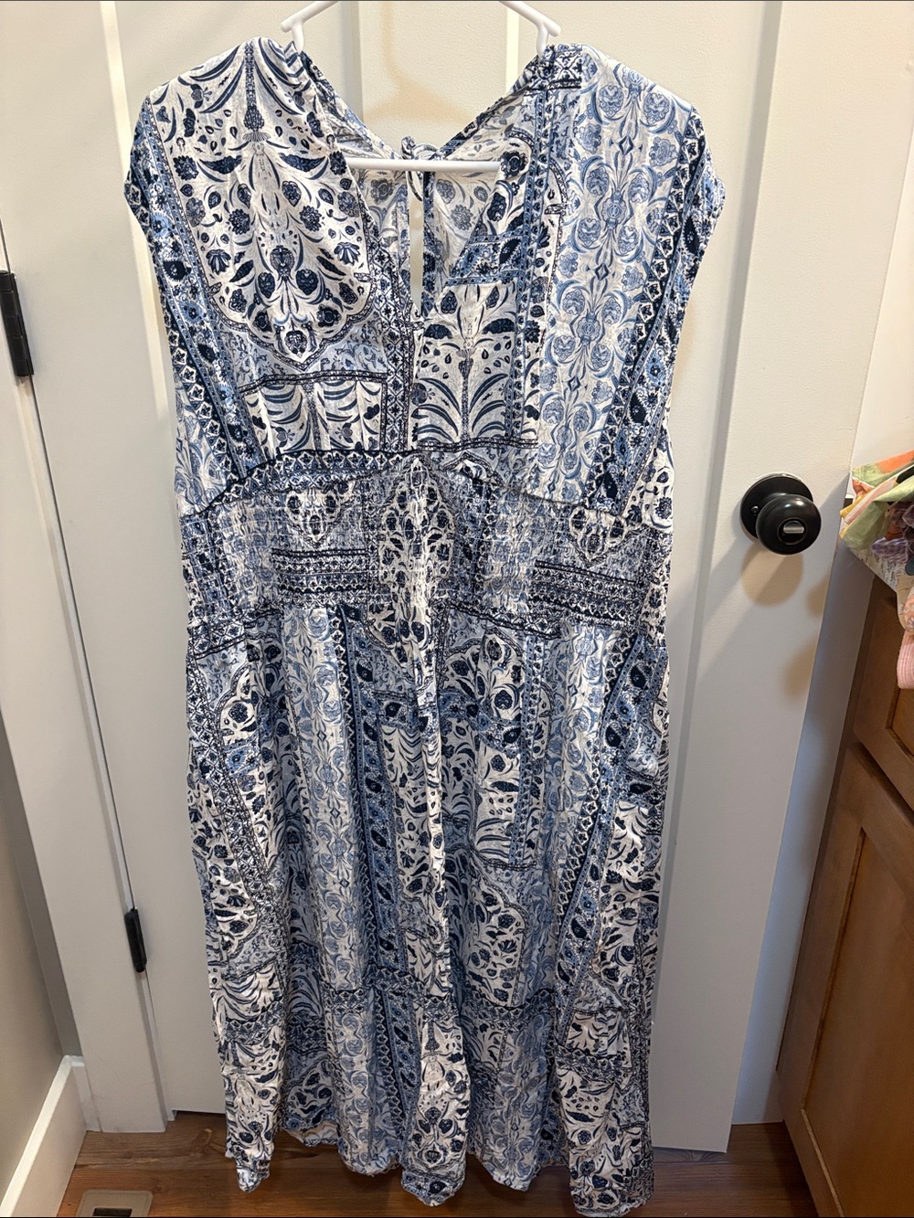 Old Navy Blue and White Printed Maxi Dress